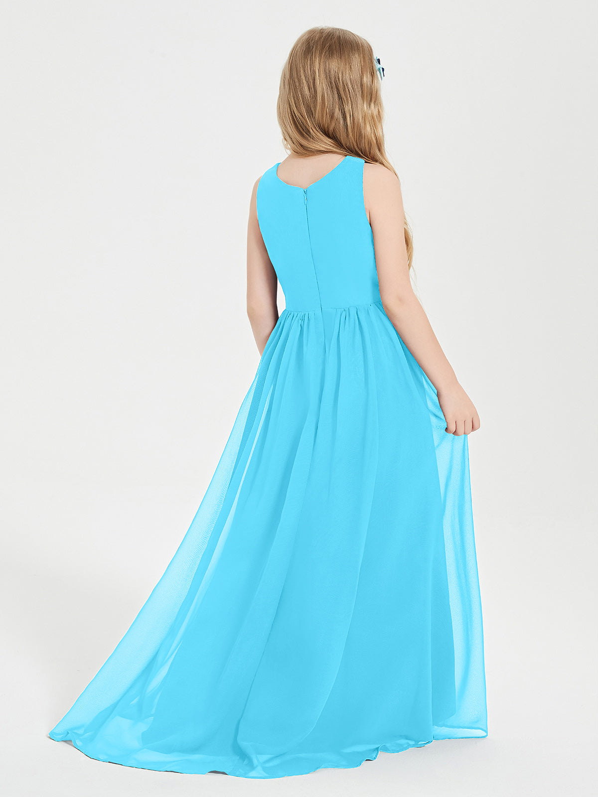 Asymmetrical Junior Bridesmaid Dresses with Scoop Neckline Pool